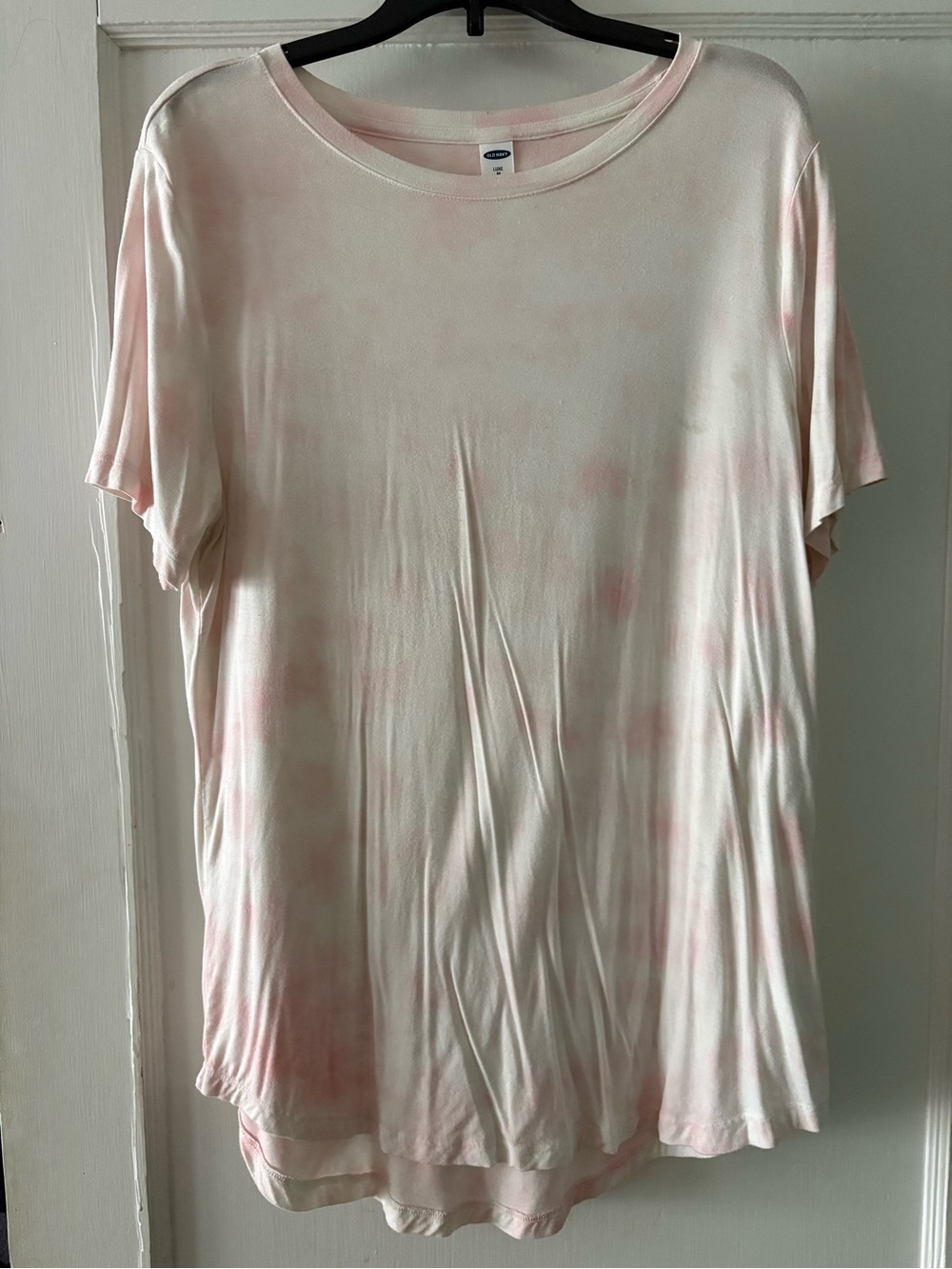 Old Navy Cream and Pink Tie-Dye Short Sleeve Top